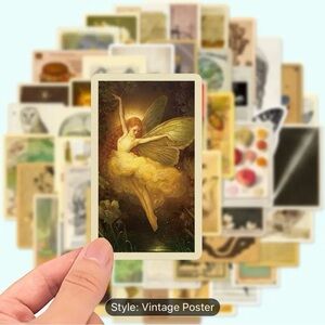 5 pack of Vintage Poster Style stickers WATERPROOF, Help me get to 15 Sales​​​​